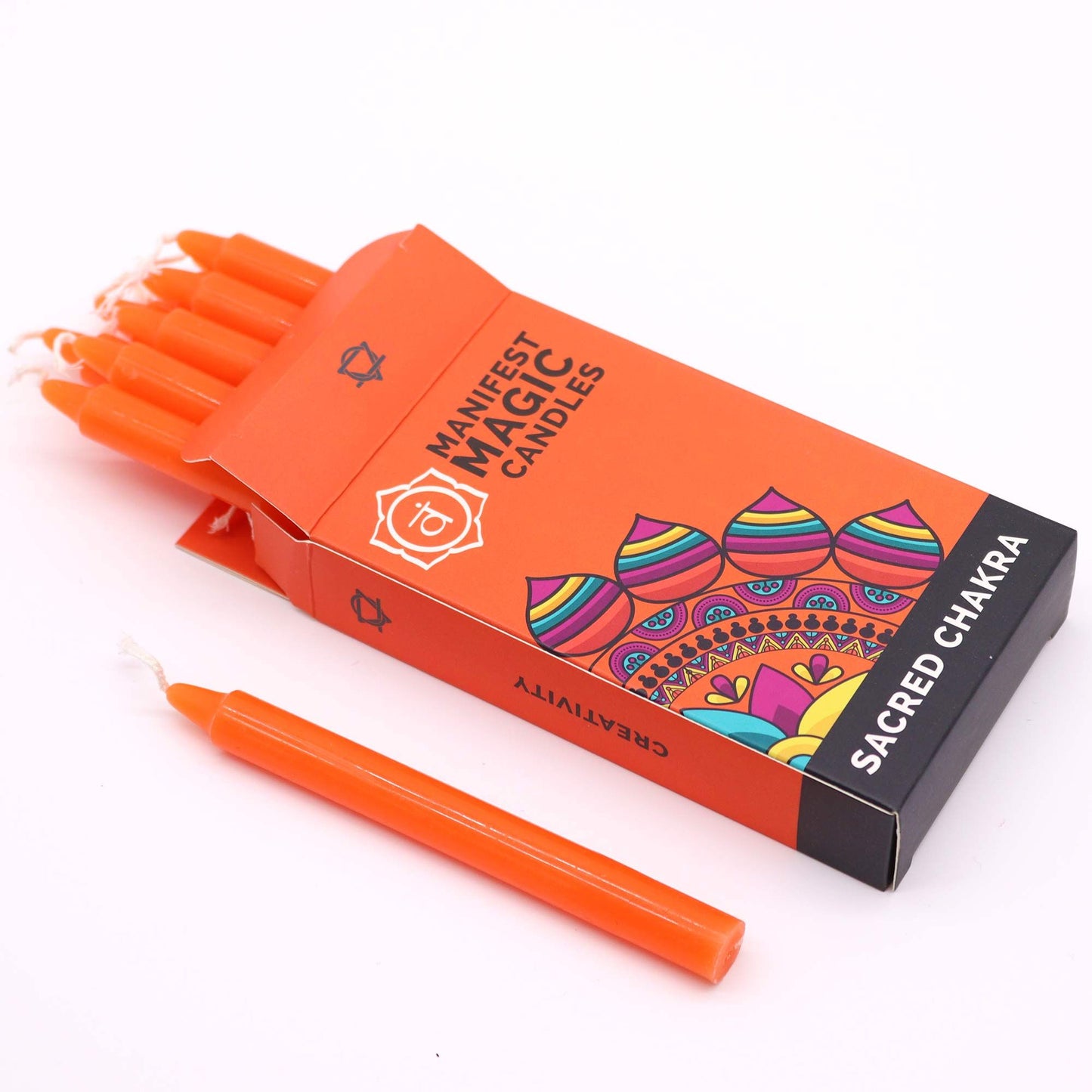 Manifest Magic Orange Spell Candles – Pack of 12 (Sacral Chakra, Creativity & Joy)