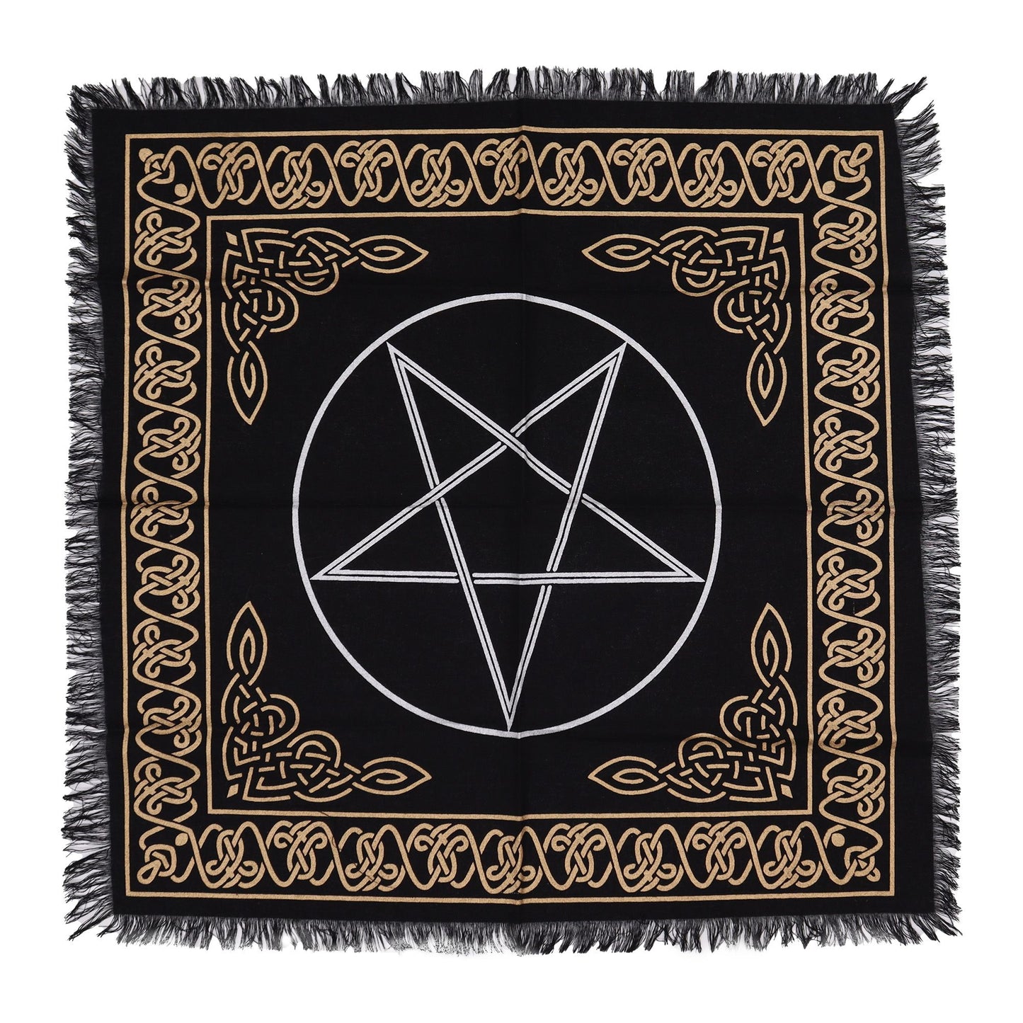 Esoteric Fringed Altar Cloth – Pentagram Design (Protection, Balance & Ritual Use)