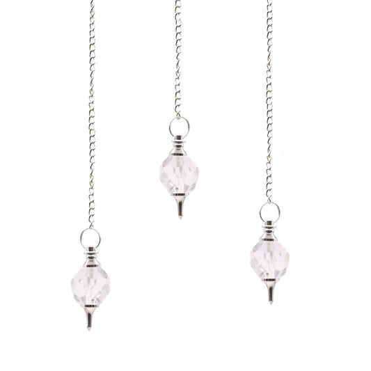 Faceted Clear Quartz Pendulum