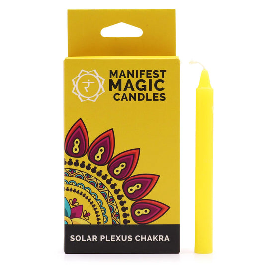 Manifest Magic Yellow Spell Candles – Pack of 12 (Solar Plexus Chakra, Confidence & Success)