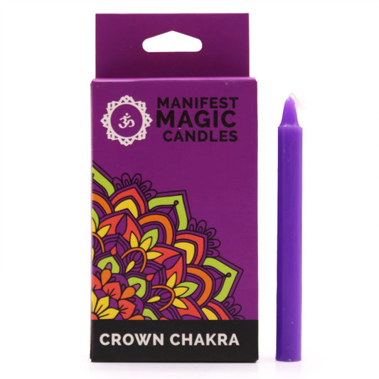 Manifest Magic Violet Spell Candles – Pack of 12 (Crown Chakra, Spiritual Connection)