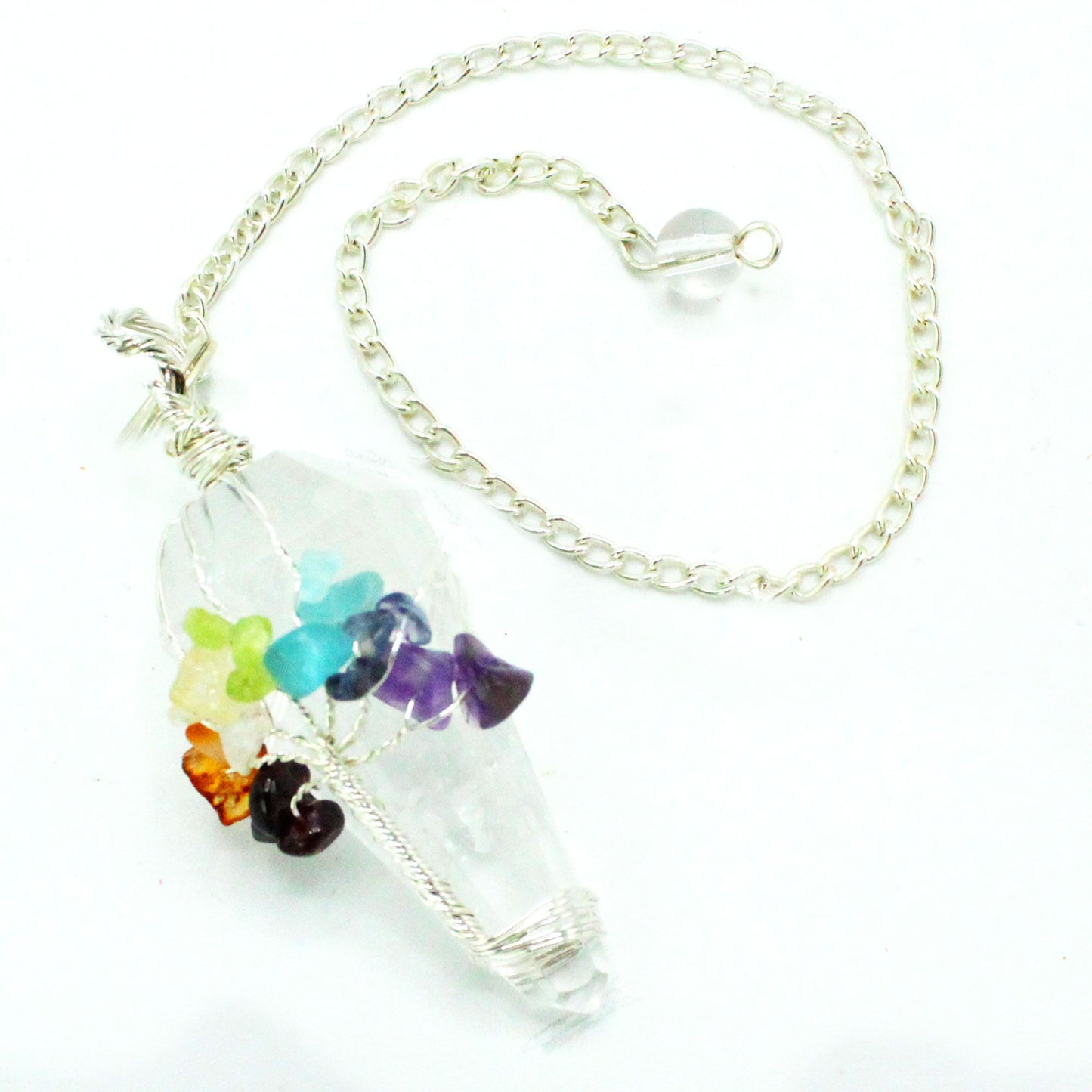 Tree of Life Chakra Pendulum - Clear Quartz