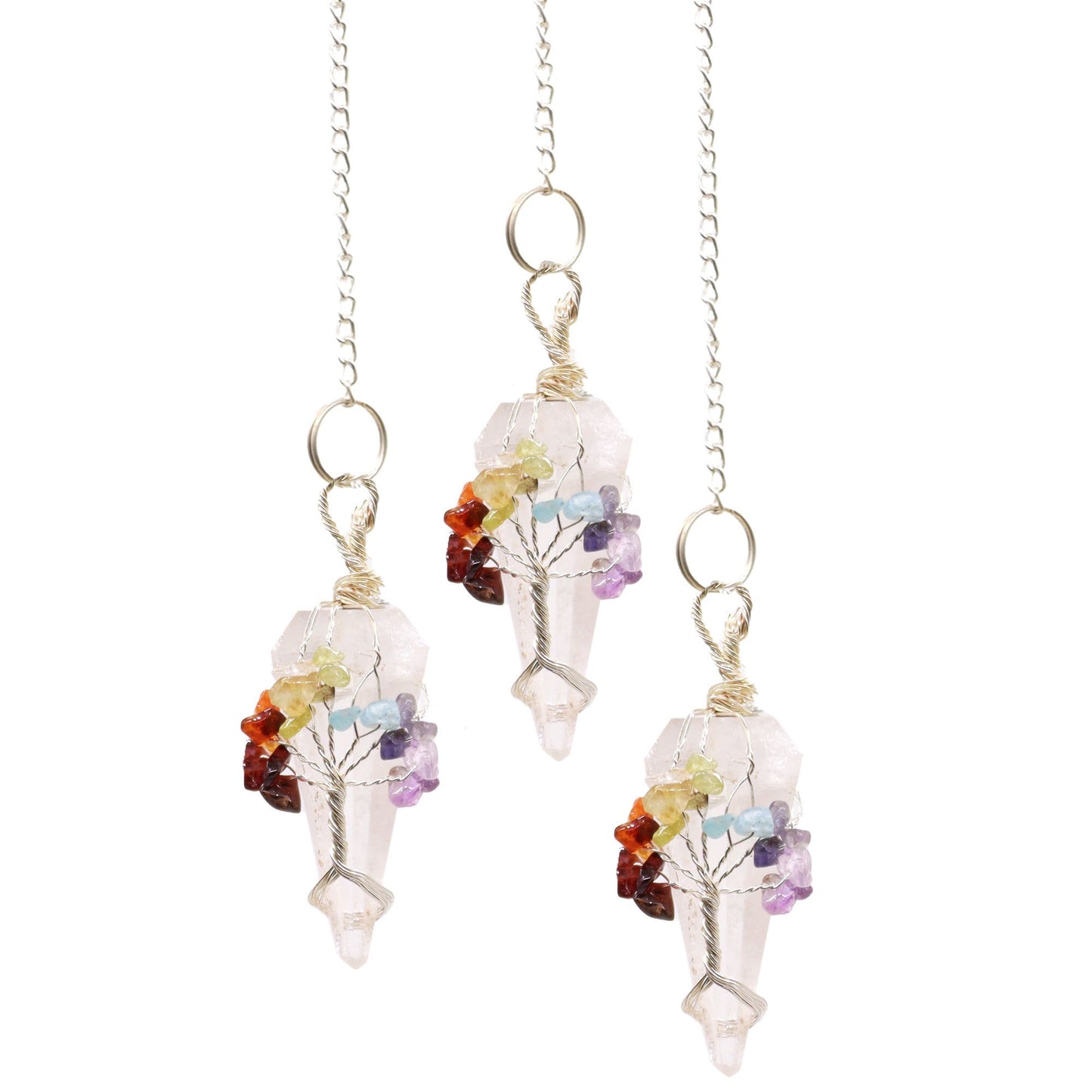 Tree of Life Chakra Pendulum - Clear Quartz